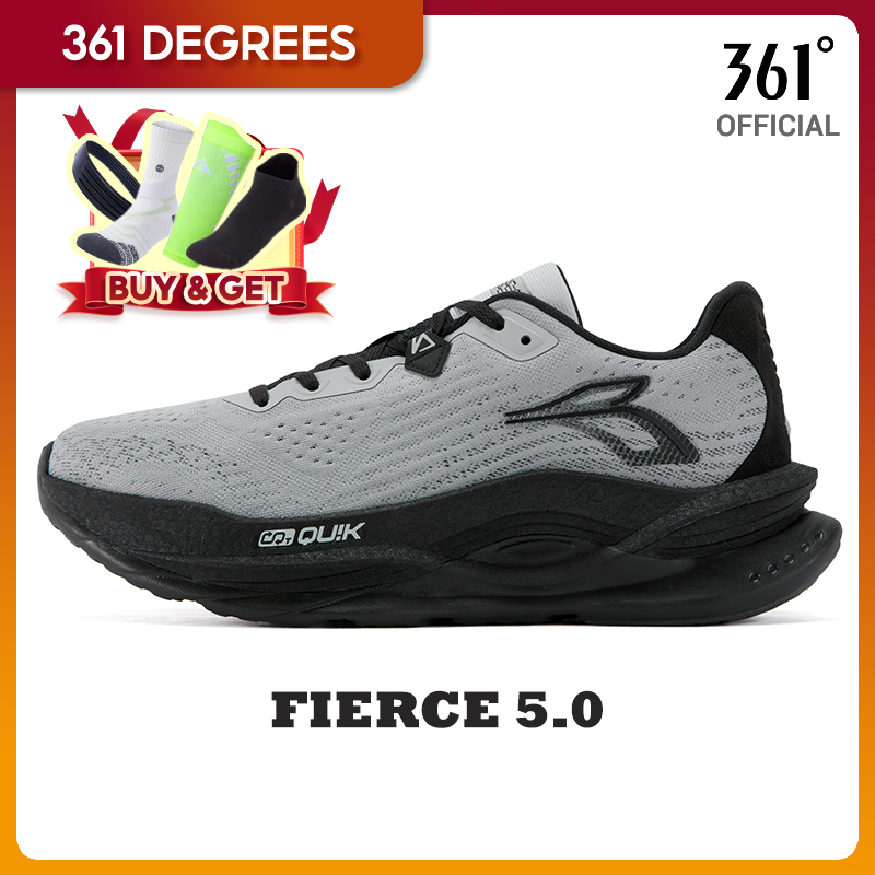 361 Degrees Fierce 5.0 Wide รองเท้าวิ่งชายแบบหน้ากว้าง ระบายอากาศได้ดี ดูดซับแรงกระแทก 672522218