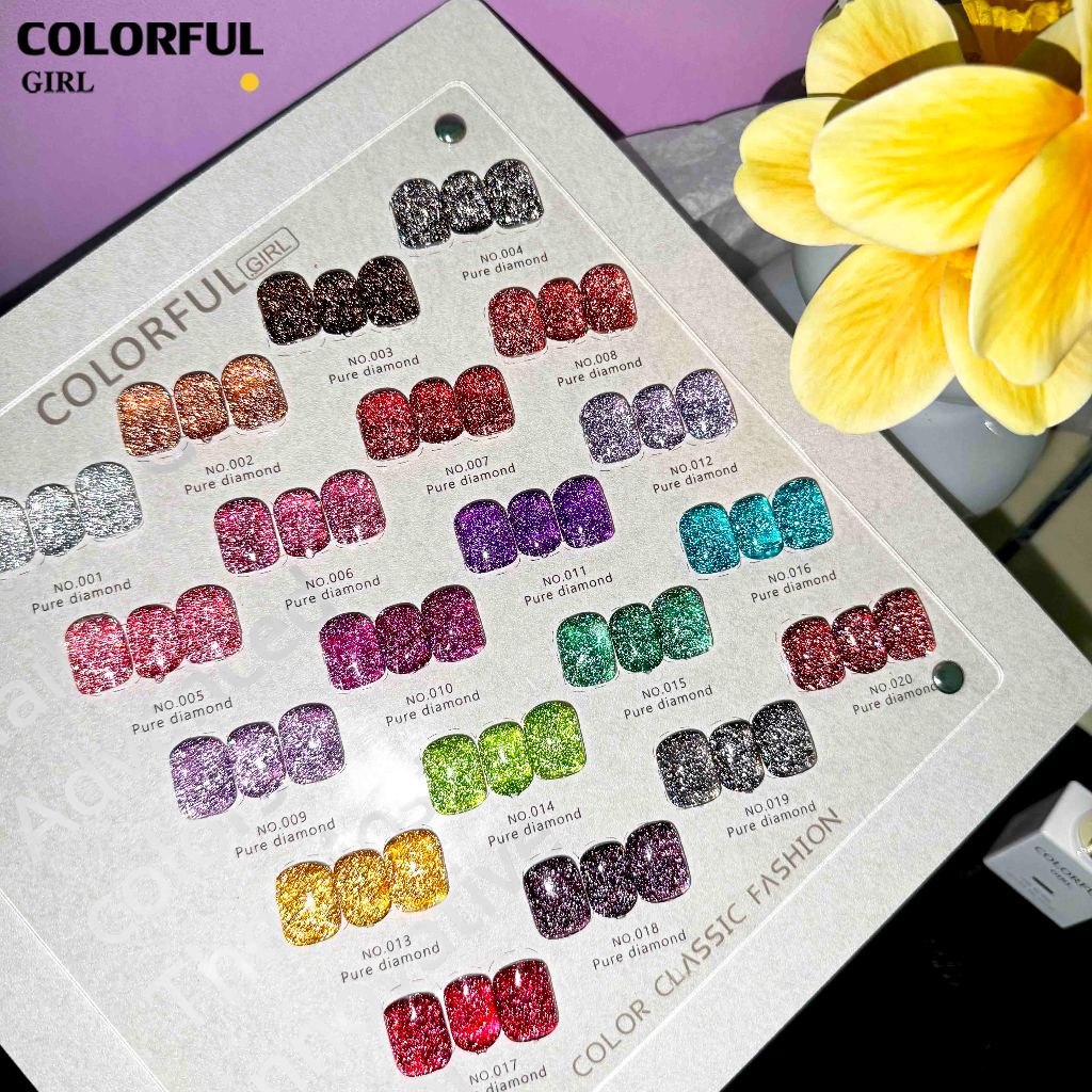 【พร้อมส่ง】💅 Colorful Girl สีเจลแฟลช 20 สี✨ สีทาเล็บเจลเนื้อใส วิ้งละเอียด แวววาวหรูหรา สีแน่น ติดทนนาน ทาแล้วสวยทุกมุมมอง 💖แถมชาร์ทสี 🎨