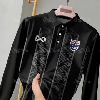เสื้อโปโลแขนยาวสําหรับผู้ชายและผู้หญิงประเทศไทยกีฬากลางแจ้งเสื้อโปโลทุกฤดูกาลธุรกิจเสื้อลําลองสีดําผู้ชายและหญิง 2568