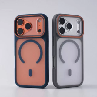 【Large window/Matte acrylic hard case/Gray】เคส compatible for iPhone 11 12 13 14 15 16 17 pro max case