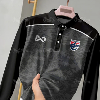เสื้อโปโลแขนยาวสําหรับผู้ชายและผู้หญิงประเทศไทยกีฬากลางแจ้งเสื้อโปโลทุกฤดูกาลธุรกิจเสื้อลําลองสีดําผู้ชายและหญิง 2568