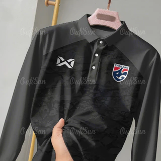 เสื้อโปโลแขนยาวสําหรับผู้ชายและผู้หญิงประเทศไทยกีฬากลางแจ้งเสื้อโปโลทุกฤดูกาลธุรกิจเสื้อลําลองสีดําผู้ชายและหญิง 2568