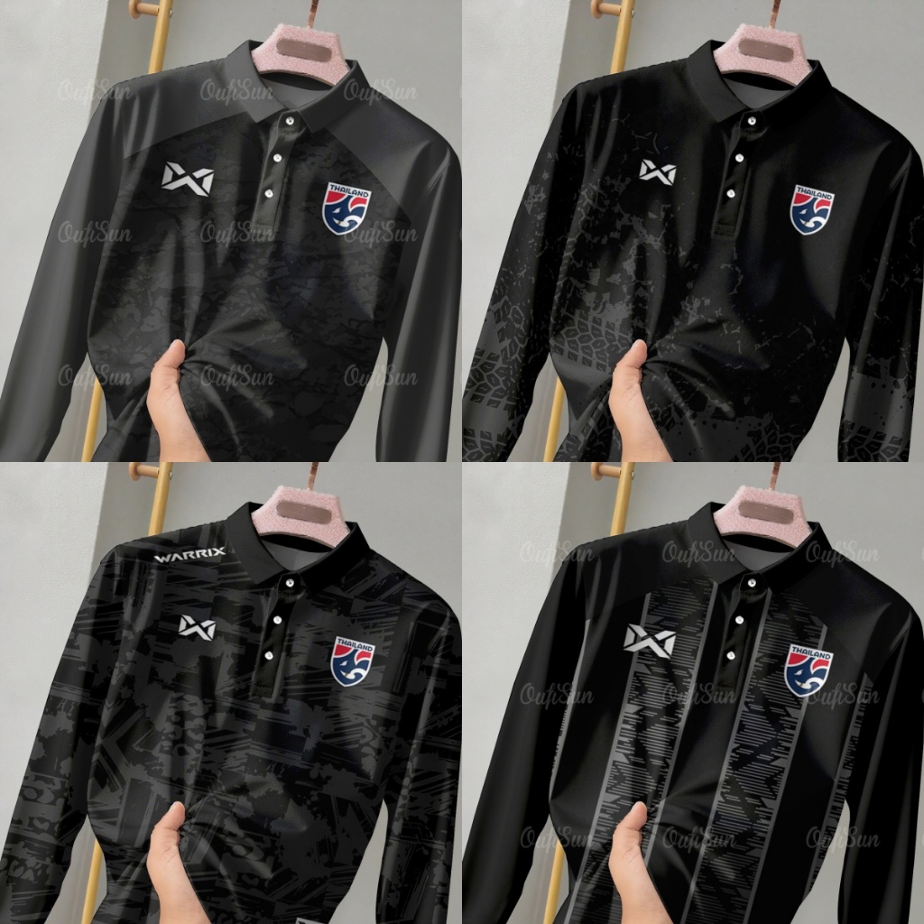 เสื้อโปโลแขนยาวสําหรับผู้ชายและผู้หญิงประเทศไทยกีฬากลางแจ้งเสื้อโปโลทุกฤดูกาลธุรกิจเสื้อลําลองเสื้อสีดําผู้ชายและผู้หญิง 2568