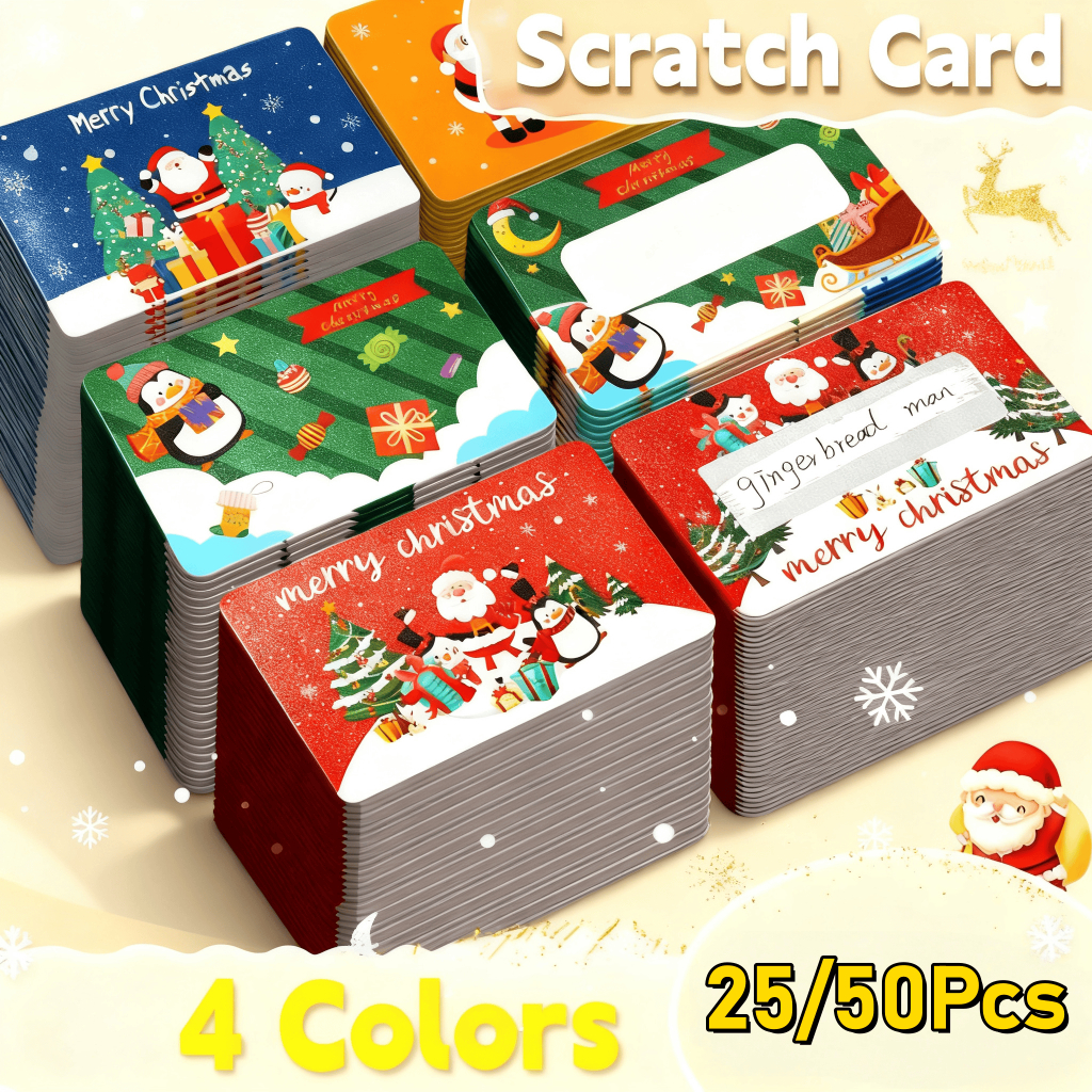 20/40 ชิ้นคริสต์มาส Santa Scratch-Off การ์ดตกแต่งคริสต์มาส 2025 Xmas ผสม Scratch การ์ดสําหรับเด็ก Party Supplies DIY ห้องเรียนรางวัลของขวัญเกมชุด