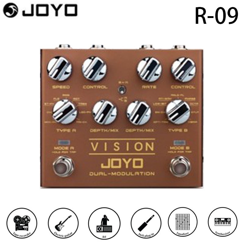JOYO R-09 VISION Multi-Effect กีตาร์ 9 Effects Dual Channel Modulation Pedal Tap Tempo Mini Effect T