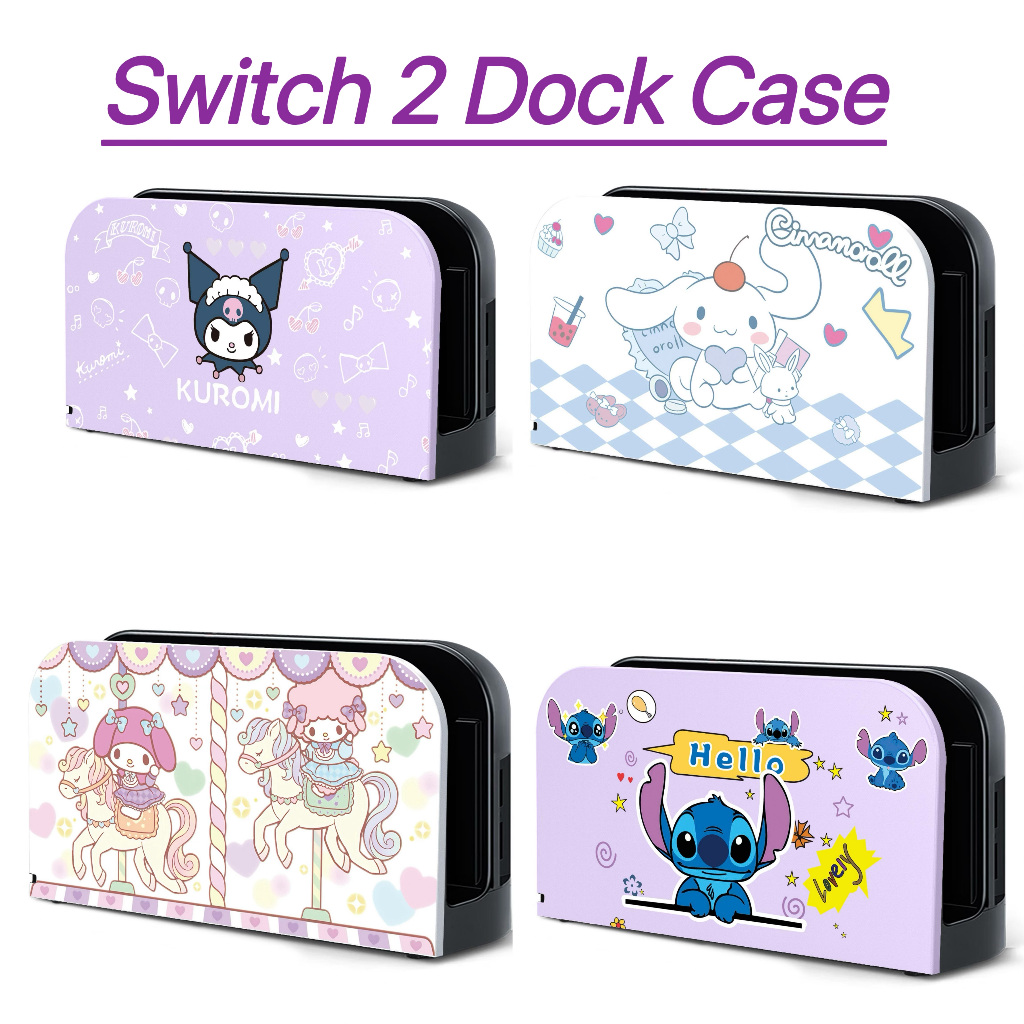 Switch2 Dock Station Case,Nintendo Switch 2 Kuromi Pokemon Theme Cover Case ใช้งานร่วมกับ NS2 Dock S
