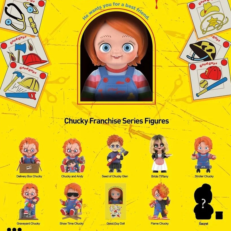 POPMART-- ตุ๊กตา Halloween Chucky Reborn Series Blind Box Figure