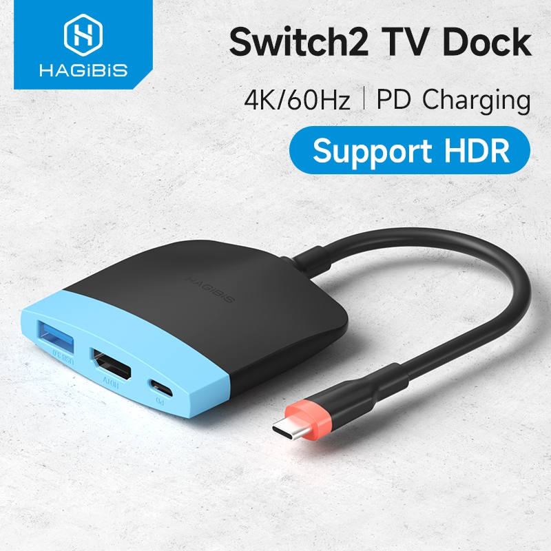 Hagibis Switch2 Dock TV Dock สําหรับ Nintendo Switch1/2 แบบพกพา Docking Station USB C ถึง 4K HDMI-เข