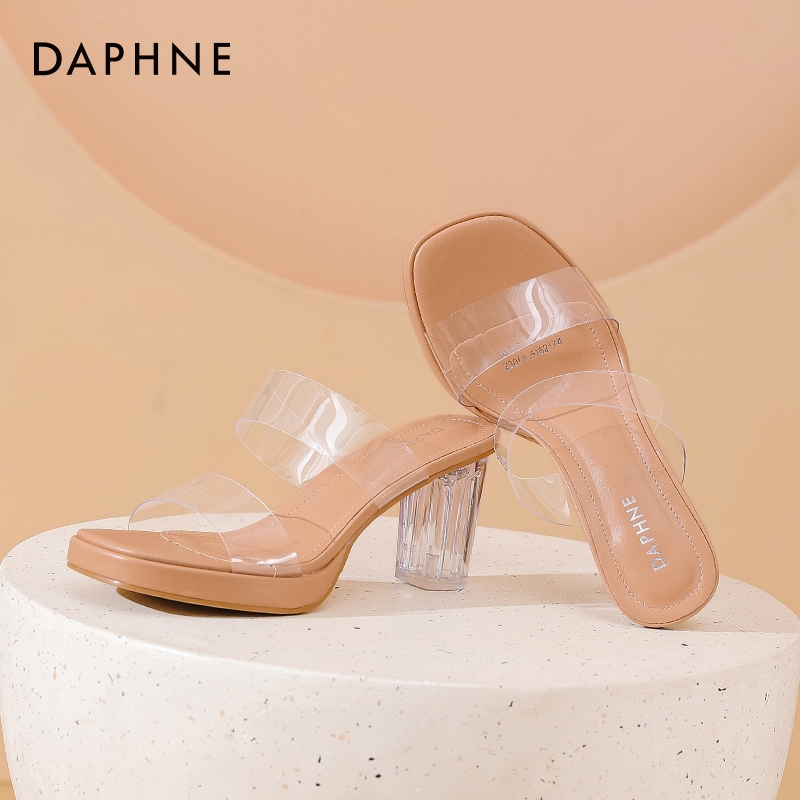 DAPHNE Women's Transparent Chunky High-Heel Sandals รองเท้าแตะผู้หญิง ส้นสูง chunk ทรงหนา ใส 3025303020
