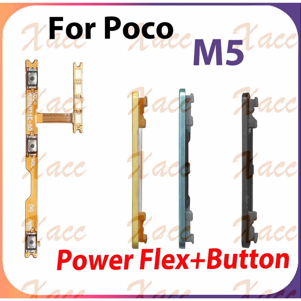 สําหรับ Xiaomi POCO M5 ปุ่มปรับระดับเสียงไฟ Flex Cable พร้อม ON OFF ด้านข้าง Key Output Ribbon Repair Part เปลี่ยนการติดตั้งโทรศัพท์