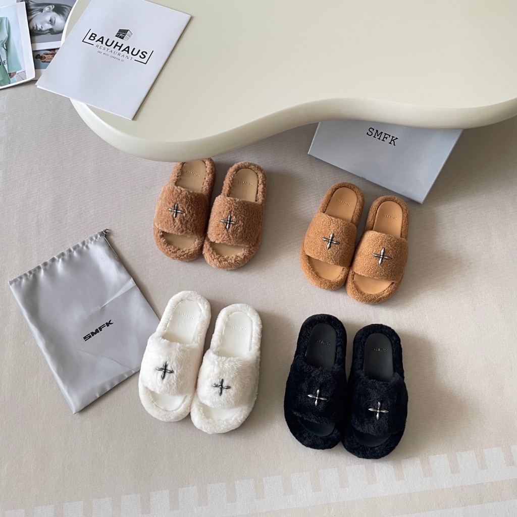 SMFK 25S ฤดูใบไม้ร่วง/ฤดูหนาวหนาด้านล่างขนมปังขนสัตว์ลาก/SMfk รองเท้าควบคุม/หนาด้านล่างลากพักผ่อน/ลา