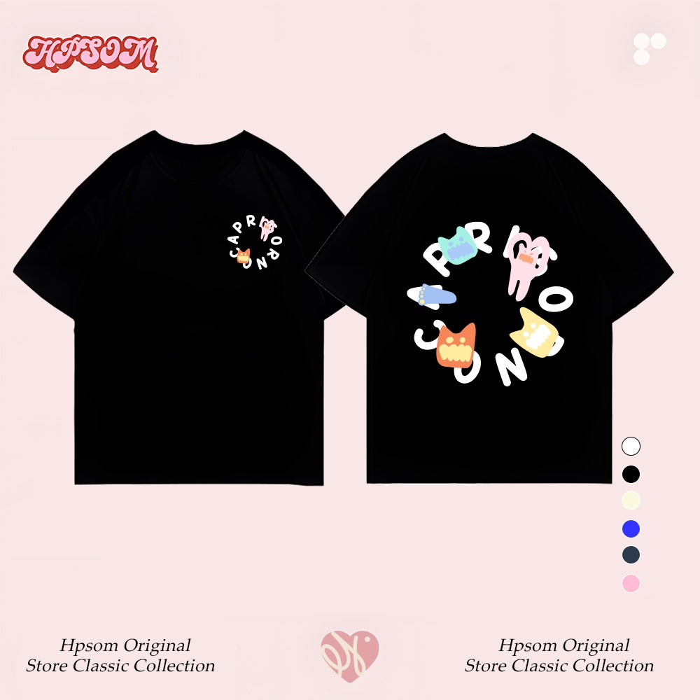 HPSOM Oversize เสื้อยืดแขนสั้นพิมพ์ลายตัวอักษรและมอนสเตอร์น่ารัก เสื้อยืดคอตตอน สำหรับผู้หญิง
