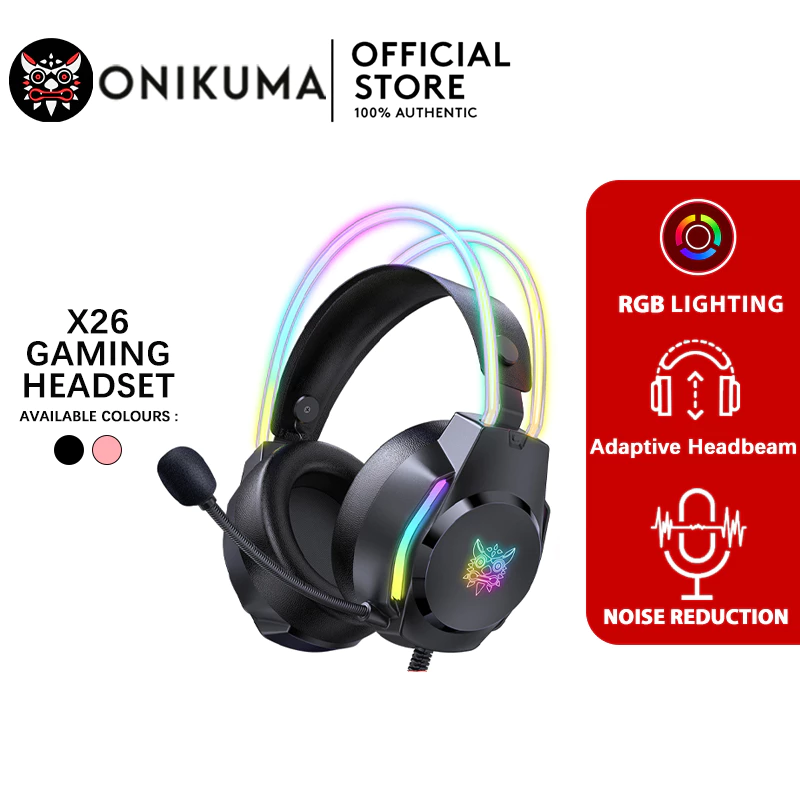 ONIKUMA X26 RGB Gaming Headset หูฟังครอบหู gaming pc ระบบเสียง 7.1 หูฟังคอมพิวเตอร์พร้อมไมคชุดหูฟัง