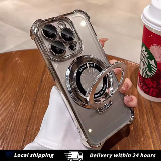 Shockproof Magnetic Camera Protection Phone Case For iPhone 17 16 15 14 13 12 11 Pro Max Plus Air Metal Bracket Clear Casing