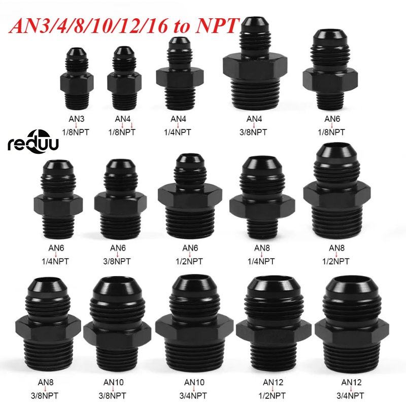 Universal AN3 4 6 8 10 12 16AN ถึง 1/8 1/4 3/8 1/2 3/4 NPT การใช้น้ํามันท่ออุปกรณ์ตรงน้ํามันระบายความร้อนท่ออะแดปเตอร์ชาย Thread Adaptor