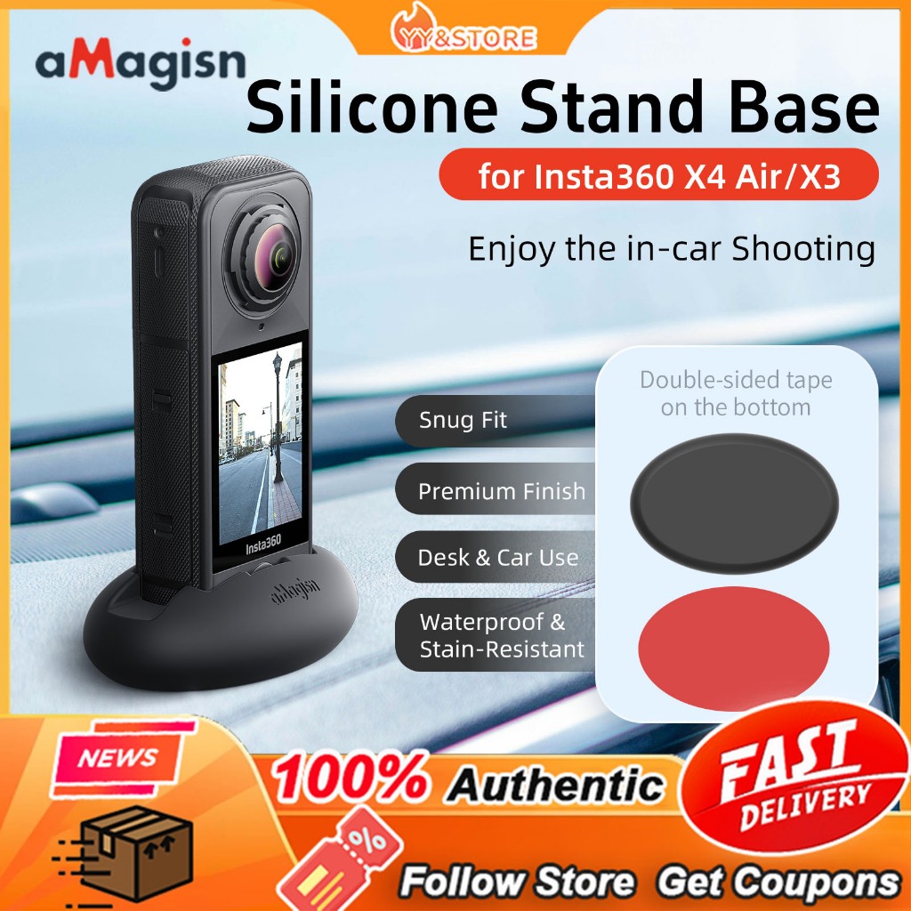 AMagisn Insta360 X4 Air X3 ฐานซิลิโคนหินเงาอุปกรณ์ป้องกันเดสก์ท็อป