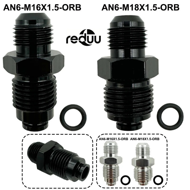 อลูมิเนียม AN6 Power พวงมาลัย Fitting อะแดปเตอร์ชาย Flare ถึง M14x1.5 M16x1.5 M18x1.5 พร้อม O-Ring C
