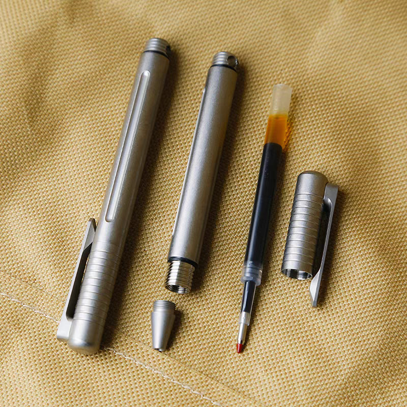 ที ปากกายุทธวิธีโลหะผสมไทเทเนียมขนาดกะทัดรัดน้ําหนักเบาแบบพกพาแบบพกพาฉุกเฉินกลางแจ้งกันน้ําที่เขียนด้วยลายมือเครื่องเขียน - รูปที่ 4