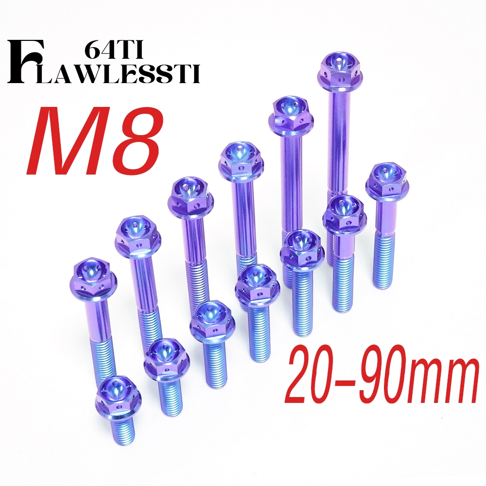 FLAWLESSTI M8x20-90 มม.G5 สลักเกลียวไทเทเนียมจับท่อด้านหน้าด้านหลัง Caliper Absorbator Shock Seat Bracket ติดตั้ง Bolt สําหรับ Forza 350 Wave 125i Xmax 300 Tmax 560