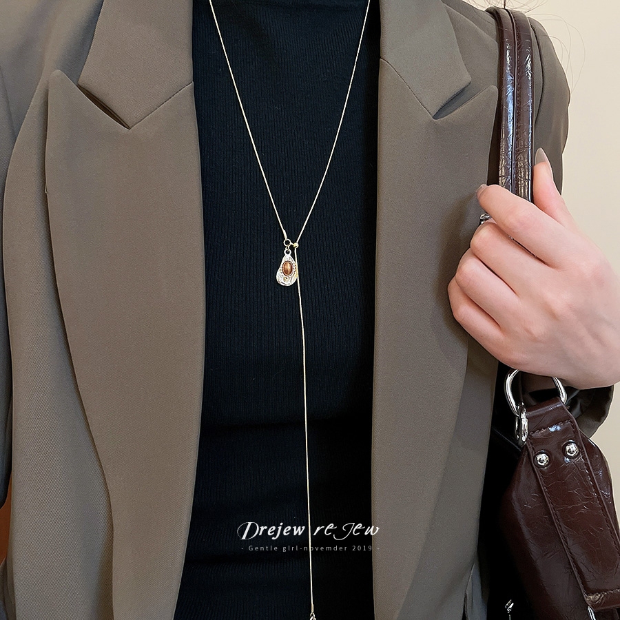 ชุดสร้อยคอมรกาก tiger eye stone สีทอง สำหรับผู้หญิง เหมาะสำหรับการสวมใส่วันต่อวันและการเป็นของขวัญ — صورة 5