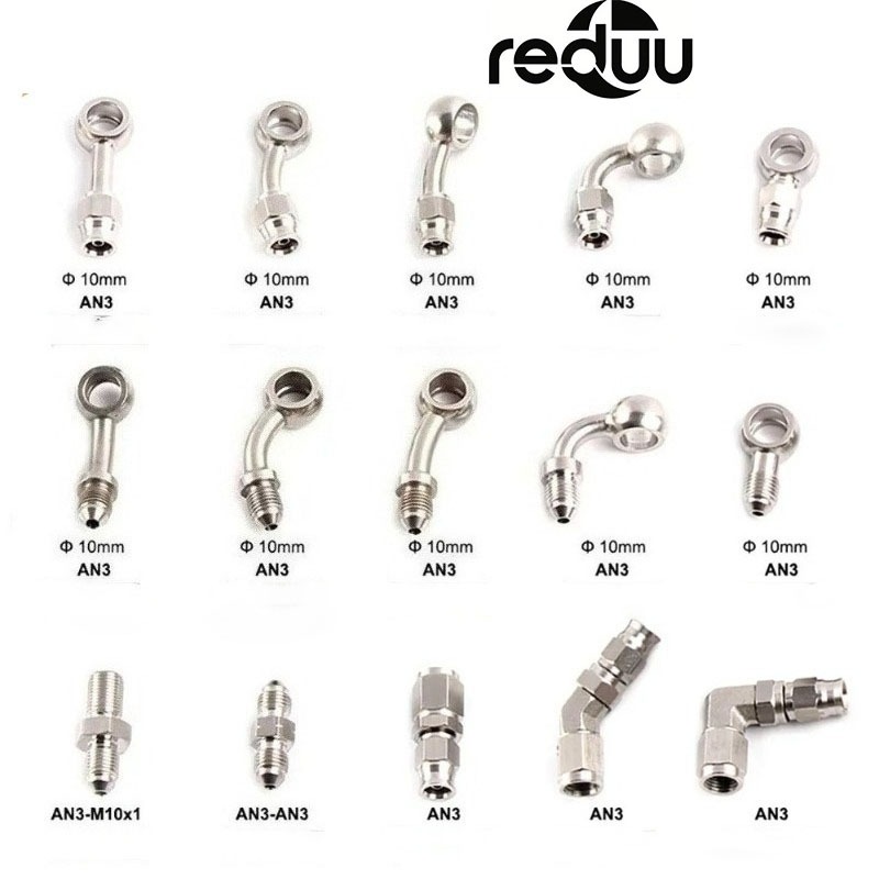 AN3 รถจักรยานยนต์มอเตอร์จักรยานเบรคไฮดรอลิกท่อสาย Banjo Fitting อะแดปเตอร์ m10x1 สแตนเลสเชื่อมต่อ 10 มม.