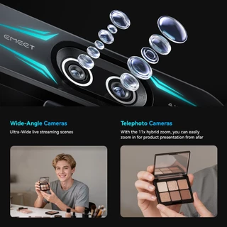 【ฟังก์ชันปรับภาพให้สวย สามารถเชื่อมต่อกับมือถือได้】EMEET C60E เว็บแคมคู่ 4K webcam, ออโต้โฟกัส, มีไฟแสดงสถานะ, เหมาะสำหรับสตรีมเกม, สำหรับ PC/OBS/Facebook/YouTube