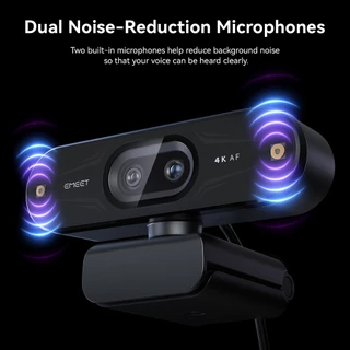 【ฟังก์ชันปรับภาพให้สวย สามารถเชื่อมต่อกับมือถือได้】EMEET C60E เว็บแคมคู่ 4K webcam, ออโต้โฟกัส, มีไฟแสดงสถานะ, เหมาะสำหรับสตรีมเกม, สำหรับ PC/OBS/Facebook/YouTube