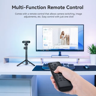 【ฟังก์ชันปรับภาพให้สวย สามารถเชื่อมต่อกับมือถือได้】EMEET C60E เว็บแคมคู่ 4K webcam, ออโต้โฟกัส, มีไฟแสดงสถานะ, เหมาะสำหรับสตรีมเกม, สำหรับ PC/OBS/Facebook/YouTube