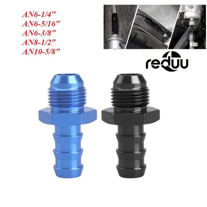 6AN 8AN 10AN ชาย Flare ถึง 3/8" 5/16" 1/2 "ท่อ Barb อุปกรณ์ตรงน้ํามันการใช้ท่ออะแดปเตอร์ท่อ Push Lock อลูมิเนียม