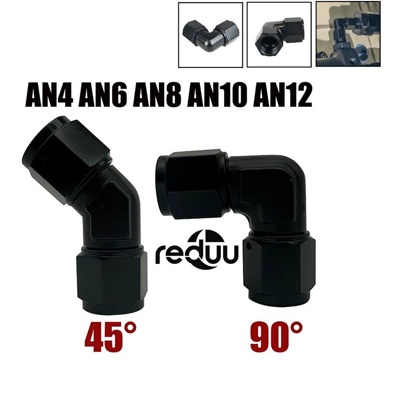 AN4 AN6 AN8 AN10 12AN หญิง 4 6 8 10 12AN ด้ายหญิง 45° 90° องศาท่อปลายท่อหมุน Coupler อุปกรณ์ยูเนี่ยนอะแดปเตอร์สายถัก