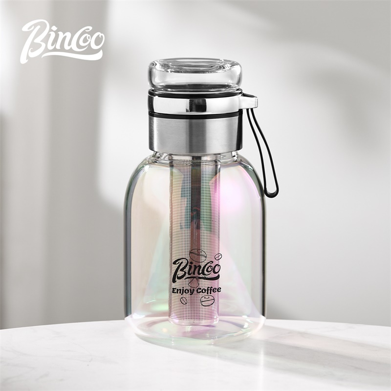 Bincoo Bincoo Cold Brew Cup ถ้วยกาแฟหม้อชงเย็นสีสันสดใสถ้วยชงเย็นขวดแก้ว 500/750/800ML
