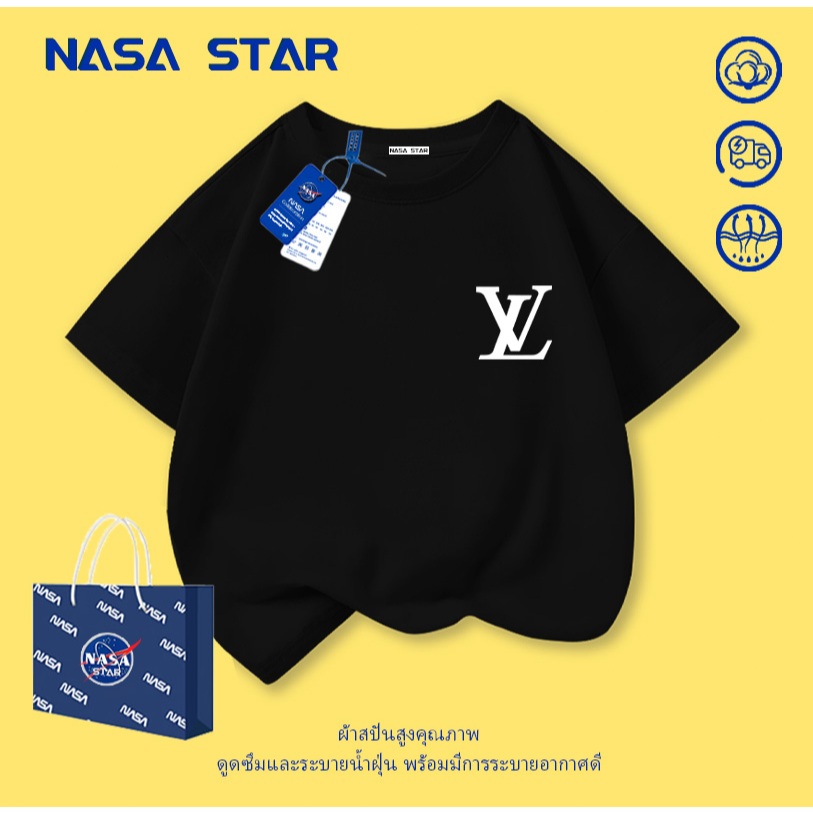 【จัดส่งทันที×ถึงใน 2 วัน】เสื้อยืดเด็ก NASA สีดำ ผ้าฝ้าย ดีไซน์มินิมอล สำหรับเด็กอายุ 1-14 ปี