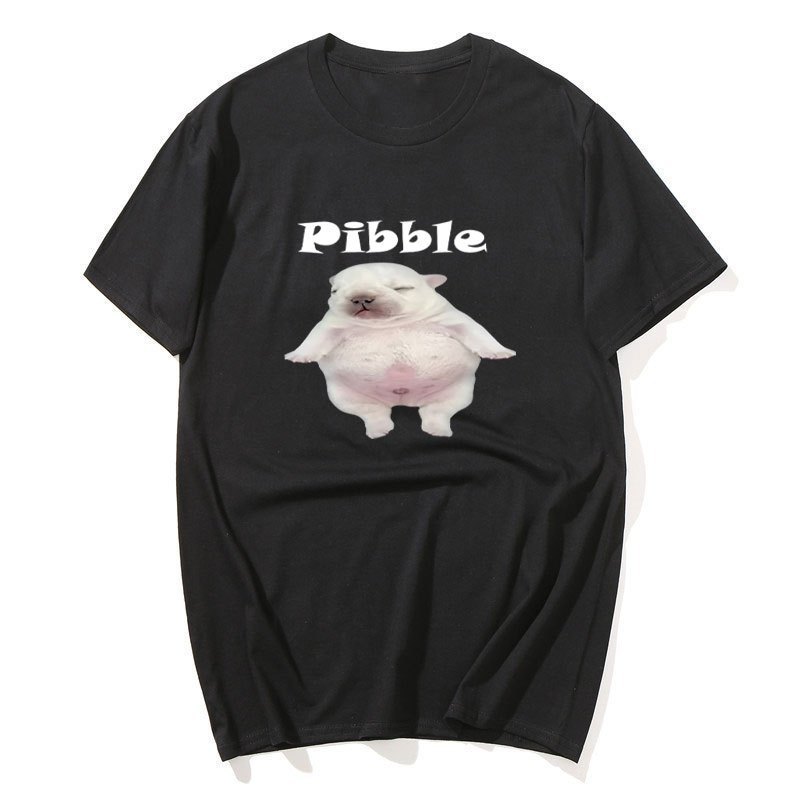Pibble เสื้อยืดกราฟิกคอกลมแขนสั้น ทำจากผ้าฝ้ายคุณภาพสูง สไตล์Streetwear