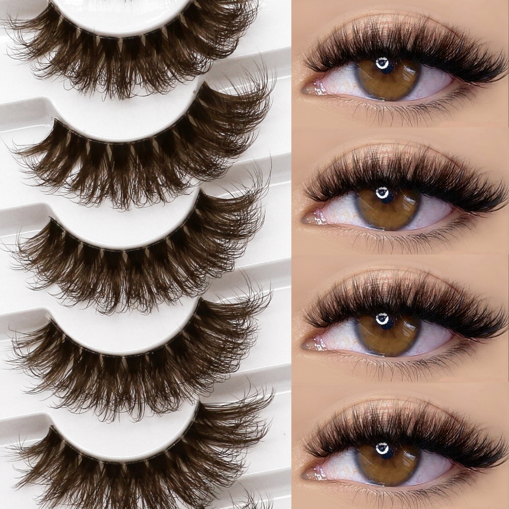 ขนตาปลอมสีน้ำตาล สไตล์ Cat Eye และ Fox Eye บางเบาธรรมชาติ หนาตาสุดดราม่า