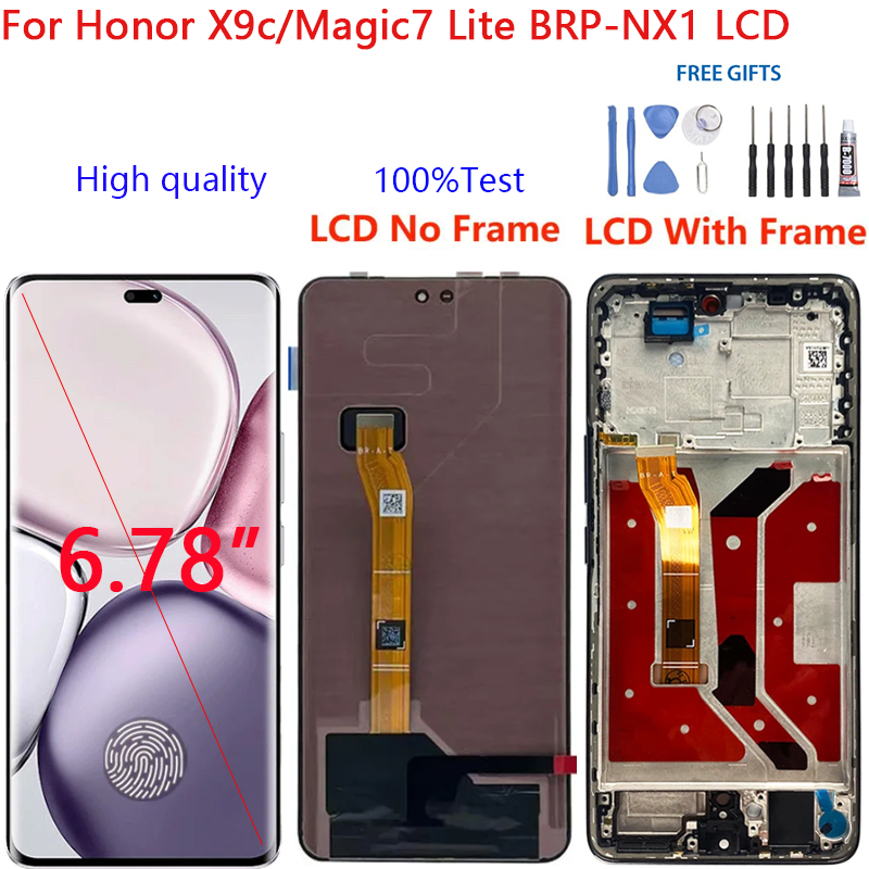 ยี่ห้อใหม่ Ori/AMOLED LCD สําหรับ Honor X9c/Magic7 Lite BRP-NX1 จอแสดงผล LCD Touch Screen Digitizer Glass Assembly อะไหล่ซ่อม