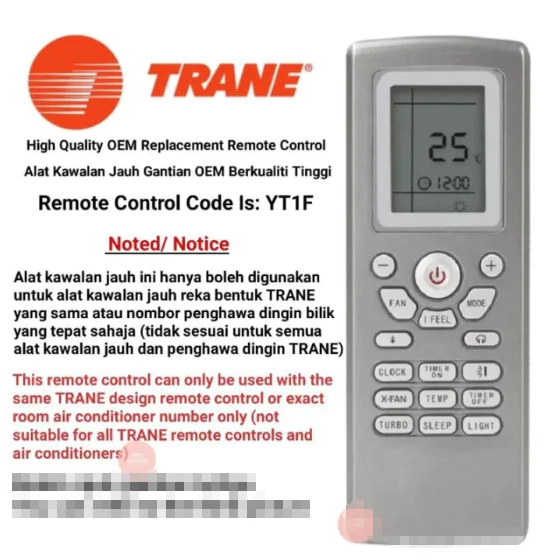 รีโมทคอนโทรล Trane เครื่องปรับอากาศ YT1F GREE YT1F AC รีโมทคอนโทรลสากล YT1FF YT1F1 YT1F2