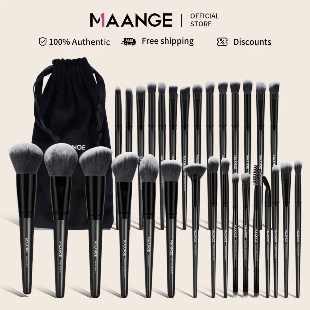MAANGE 30 ชิ้น ชุดแปรงแต่งหน้ามืออาชีพ พร้อมกระเป๋าเครื่องสำอาง ขนแปรงนุ่ม ครบชุดอุปกรณ์แต่งหน้า 51477