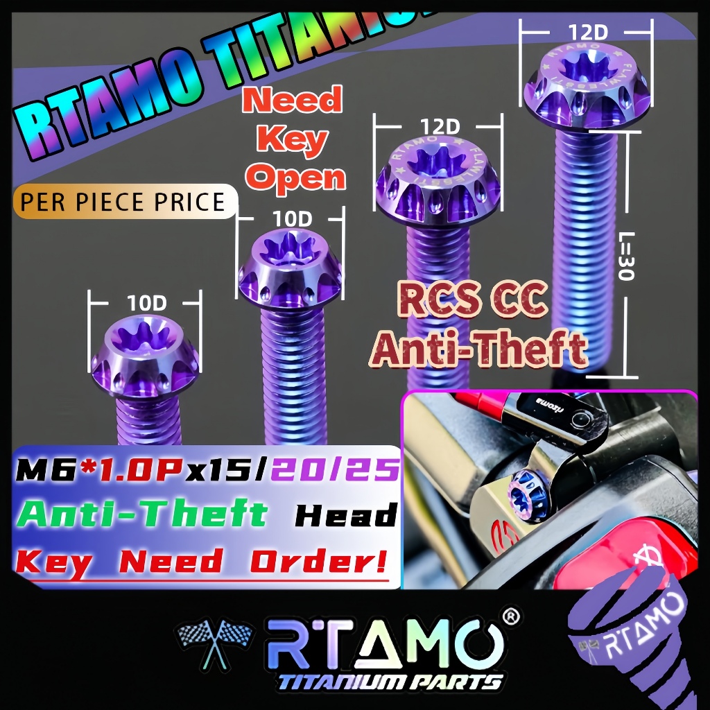 RTAMO ไทเทเนี่ยม Gr5 น๊อตกันขโมย M6x15-30L Fit Brembo Italy RCS CC Brembo Red Logo Galespeed Pump