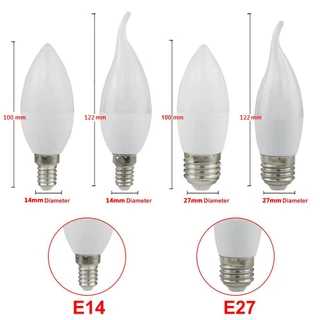 E14 หลอดไฟ led E27 led โคมไฟโคมระย้า หลอดไฟเทียน 3W โคมไฟไฟตกแต่ง Warm White ประหยัดพลังงาน