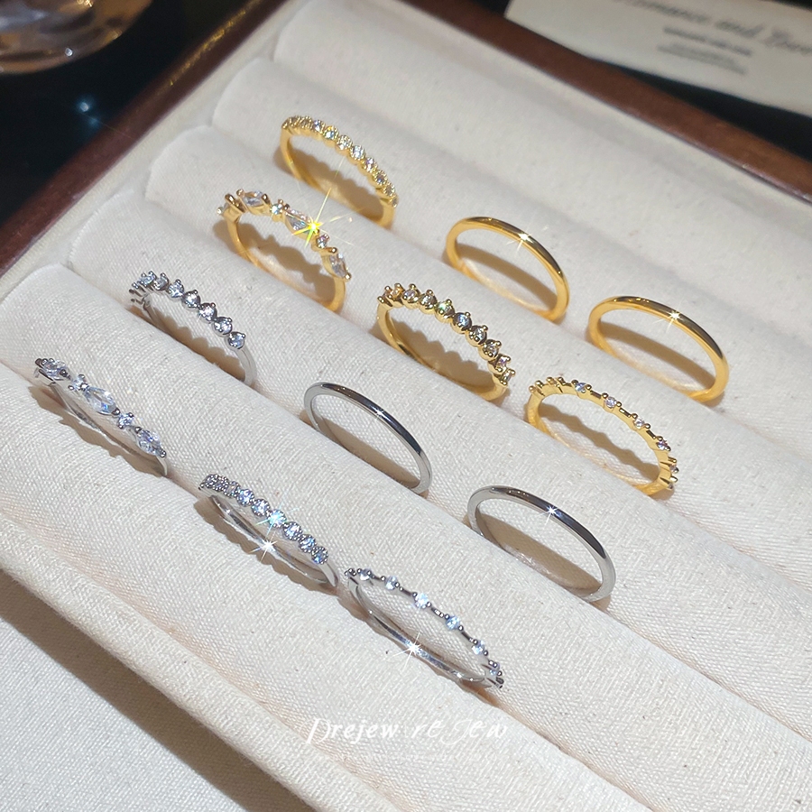 Dreejew 6pcs Zircon Stackable แหวนชุดผู้หญิงs Dainty Statement แหวน Gold-Tone และ Silver-Tone Accents แฟชั่นเครื่องประดับอเนกประสงค์ของขวัญ