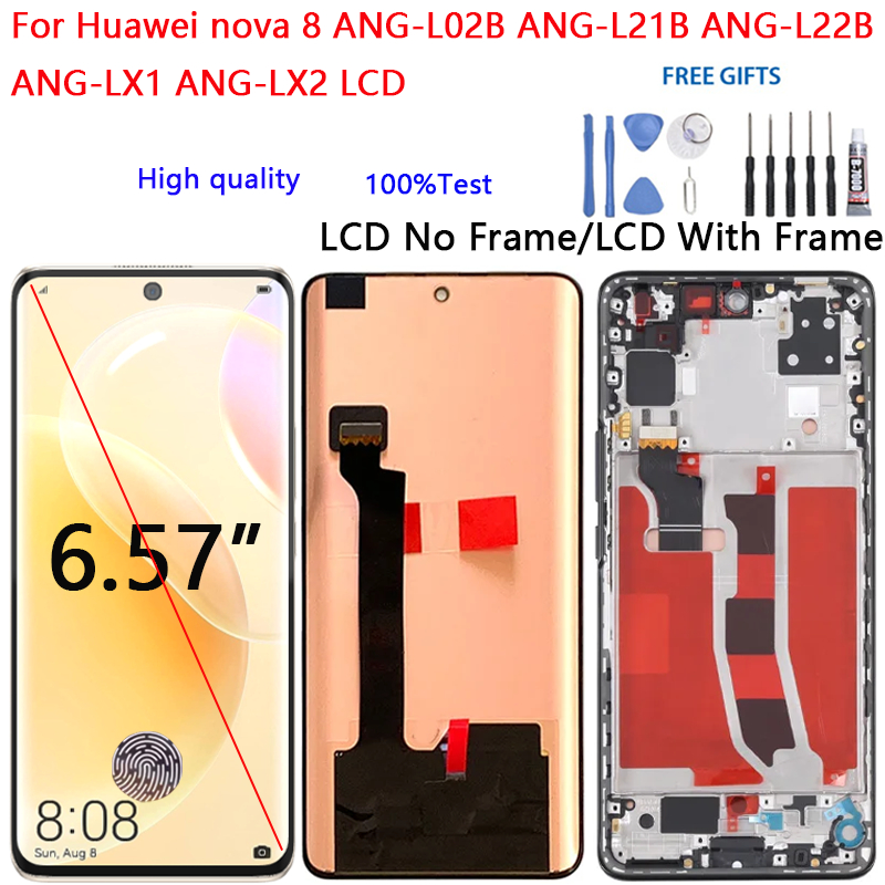 สําหรับ Huawei nova 8 ANG-L02B ANG-L21B ANG-L22B ANG-LX1 ANG-LX2 จอแสดงผล LCD Touch Screen Digitizer