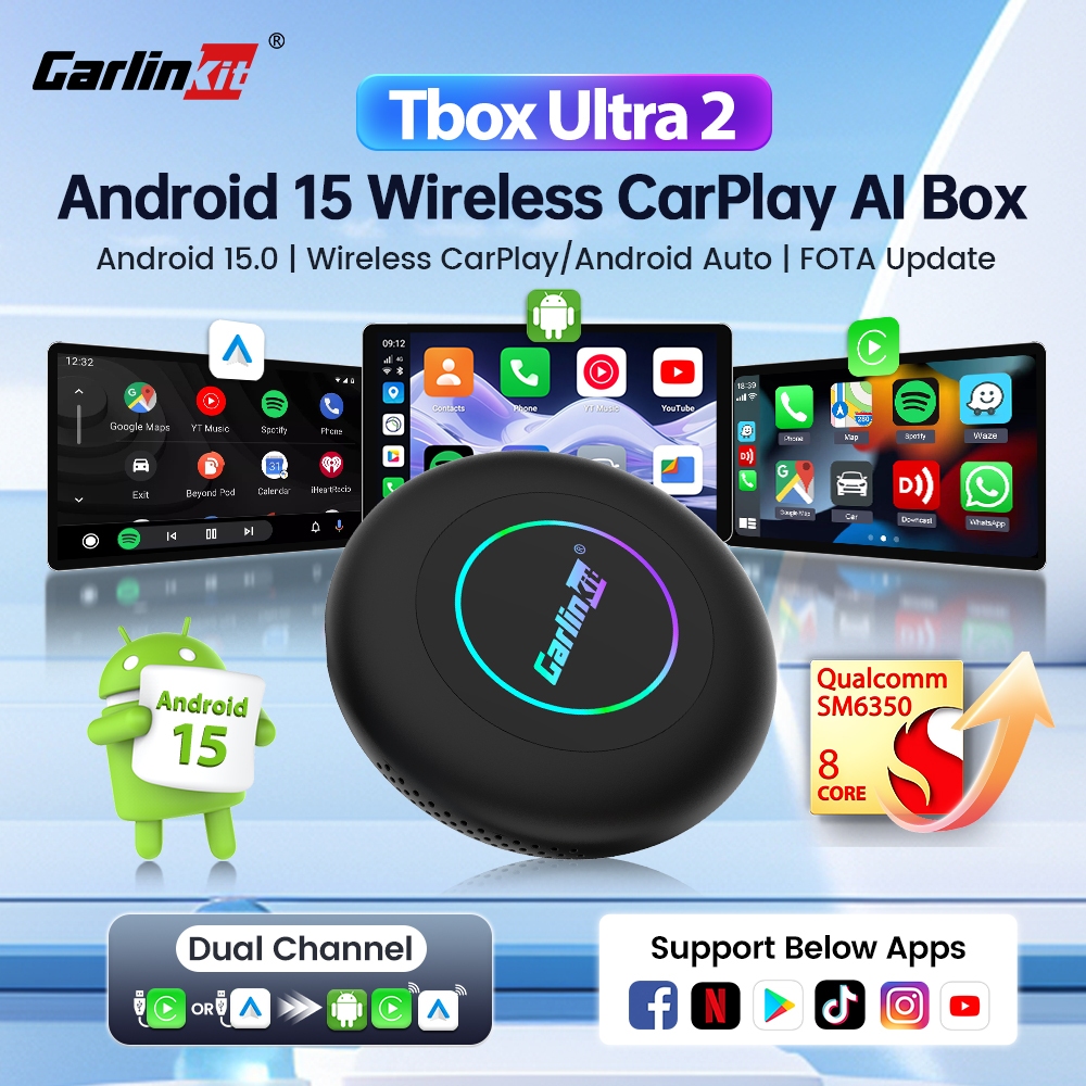 Carlinkit Tbox Ultra Android 15.0 CarPlay & Android Auto Wireless Adapter 8GB+128GB/256G BDual-Band 