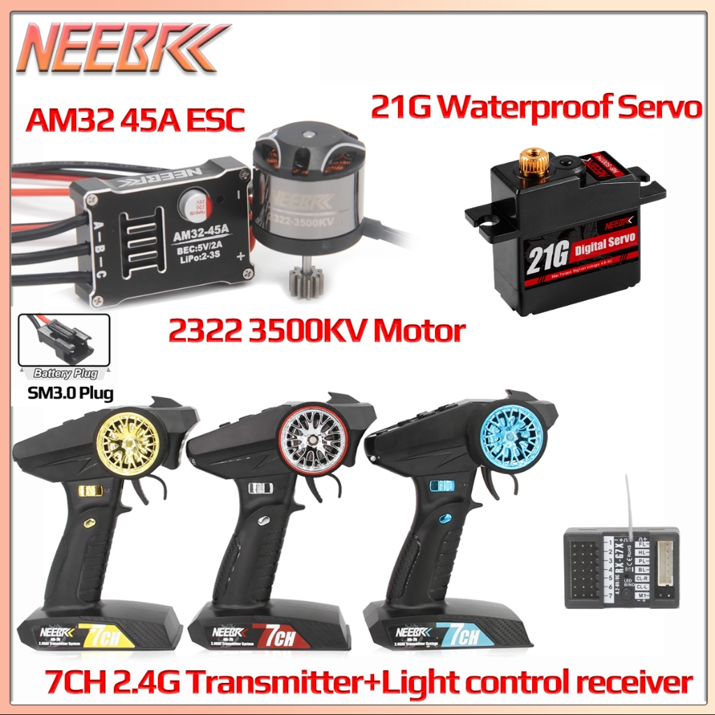 NEEBRC 2322 3500KV Outrunner มอเตอร์ไร้แปรง AM32 45A Brushless ESC 21G กันน้ํา Servo 7CH เครื่องส่งส