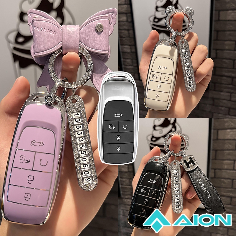 Aion ปลอกกุญแจรถ Aion ES เคสกุญแจรีโมท Aion Y plus เคสกุญแจอัจฉริยะ Aion ปลอกกุญแจพวงกุญแจ Aion