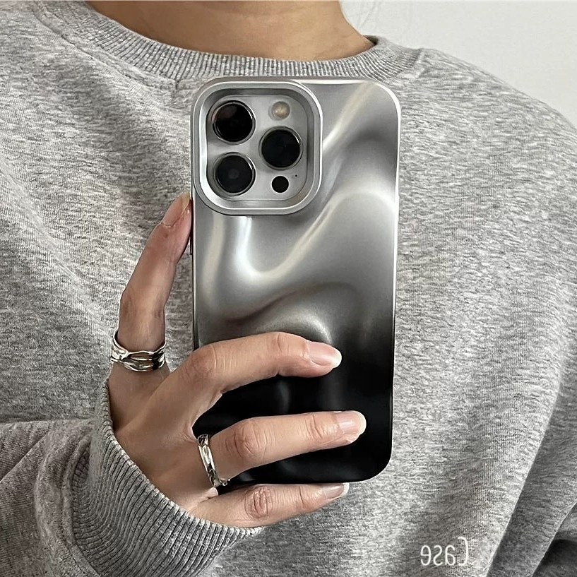 【Water ripples/soft case/Black】เคส compatible for iPhone 11 12 13 14 15 16 17 pro max case