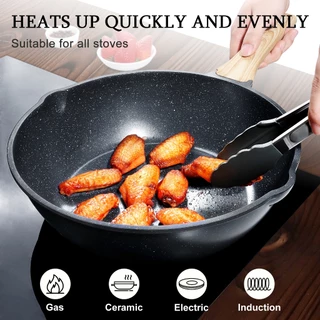GIPP Non-Stick กระทะลึก 24/28 ซม. พร้อมฝาปิด PFOA ฟรีเหมาะสําหรับเตาตั้งพื้นทั้งหมด