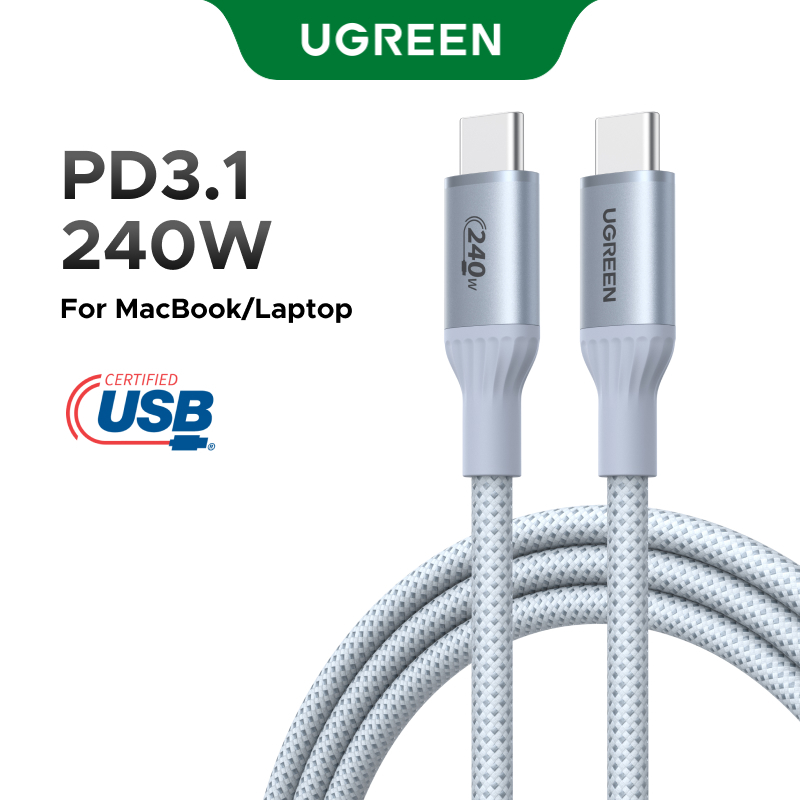 UGREEN PD240W สาย USB C ถึง USB C ชาร์จเร็วชิป E-Marker 480Mbps ความเร็วถ่ายโอนข้อมูลสําหรับ iPhone 17 Pro Max Samsung S25 Ultra MacBook Pro/Air
