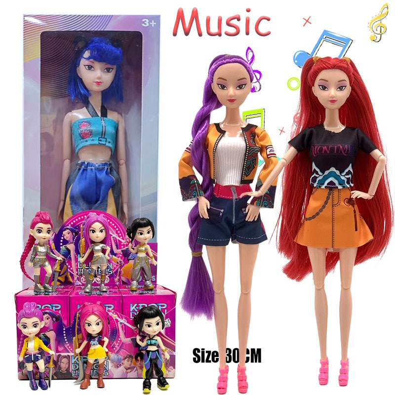 12pcs Cave กล่อง KPop Demon Hunters Action Figure Rumi Mira Zoey Movable Joint ตุ๊กตา Saja Boys พวงกุญแจคอลเลกชัน