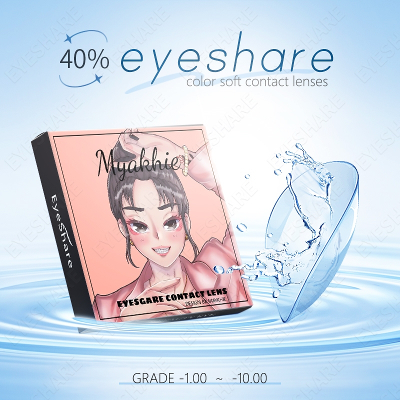 คอนแทคเลนส์แบบใสคู่ องศาสายตาสั้น (-1.00 ถึง -10.00) นิ่ม เปิดใช้งานหนึ่งปี