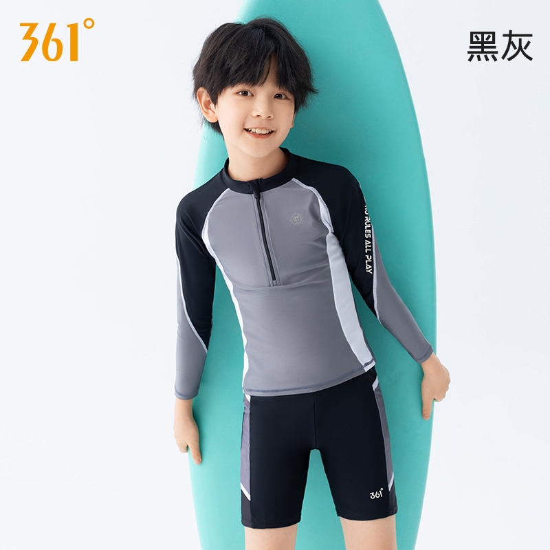 361 องศาเด็กชายและเด็กหญิงแยกชุดว่ายน้ําแขนยาวป้องกันแสงแดดชายใหญ่และวัยรุ่นชุดว่ายน้ํา
